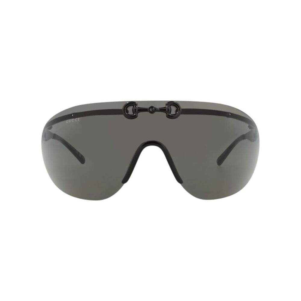 Gucci Shield-Frame Metal Sunglasses Black Mens